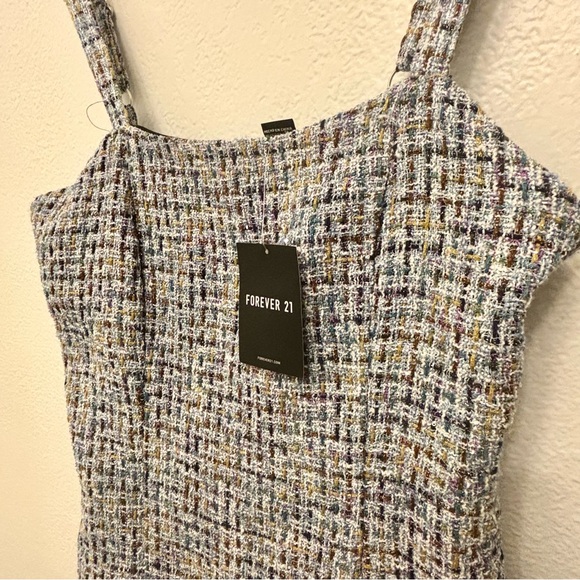 Blue Tweed Mini Dress Forever 21 New with Tags - Picture 5 of 6